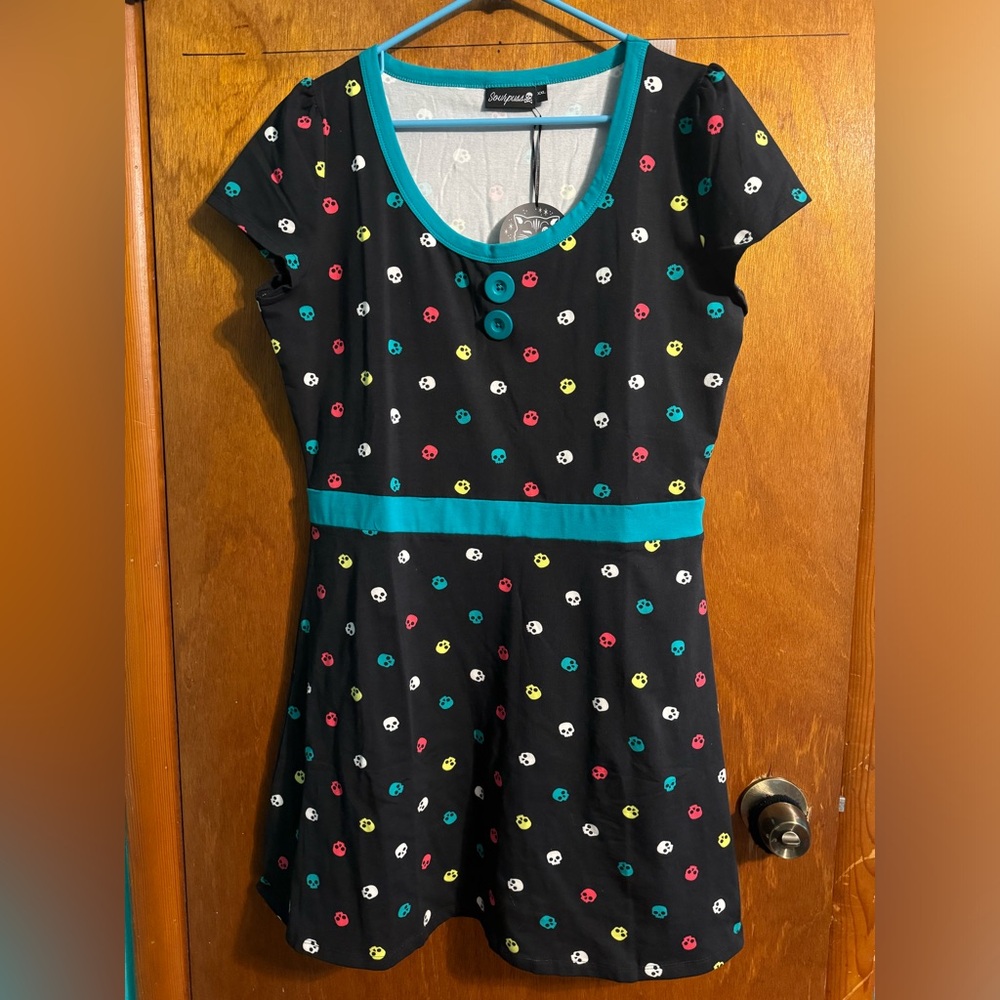 Sourpuss Beki skull print dress NWT xxl